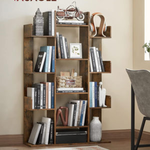 Tree Shaped Bookcase Rustic Brown Tall With 13 Shelves