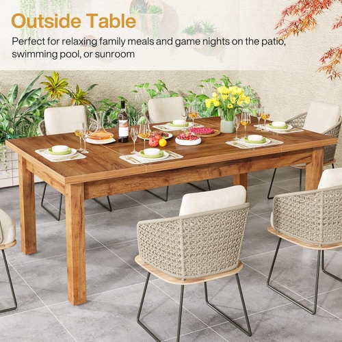 70.87 Inch Wood Dining Table Farmhouse Thickened Legs - Image 7