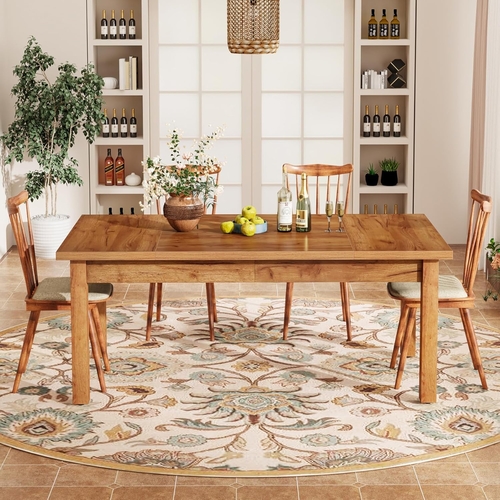 70.87 Inch Wood Dining Table Farmhouse Thickened Legs - Image 2