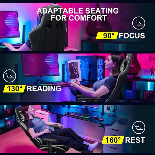 Ergonomic Gaming Chair With Footrest For Long Sessions Gray - Image 3