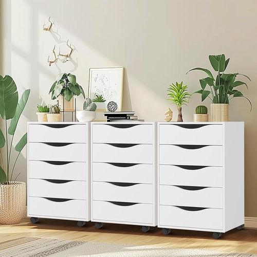 5 Drawer File Cabinet White For Home Office Organization - Image 6