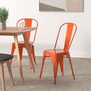 Tolix Style Metal Dining Chair 18 Inch Stackable Outdoor