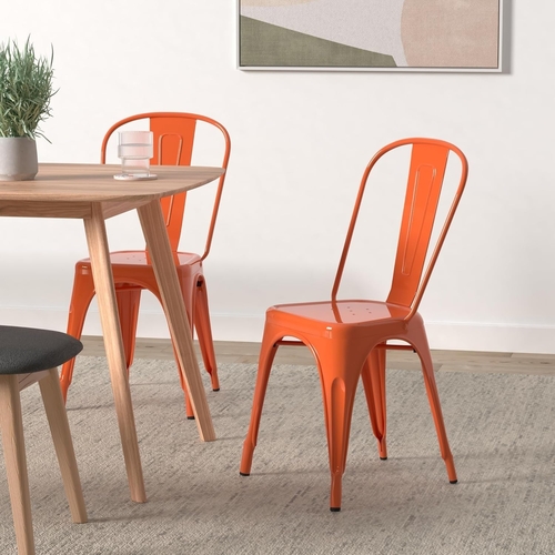 Tolix Style Metal Dining Chair 18 Inch Stackable Outdoor