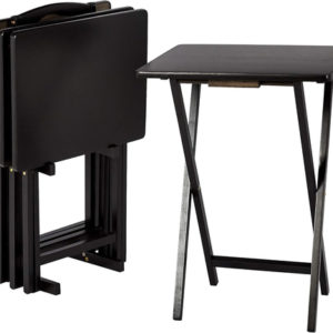 Foldable TV Dinner Tray Tables 4 Pack Black 15x19x26