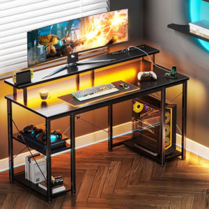 48 Inch LED Gaming Desk With Monitor Stand And USB Ports