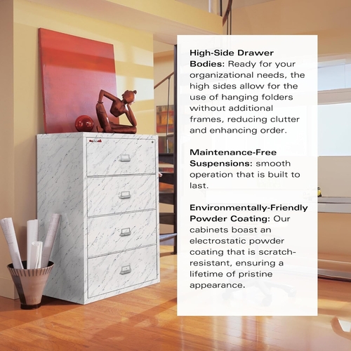 White 4 Drawer Fire Safe Lateral File Cabinet 1 Hour - Image 5