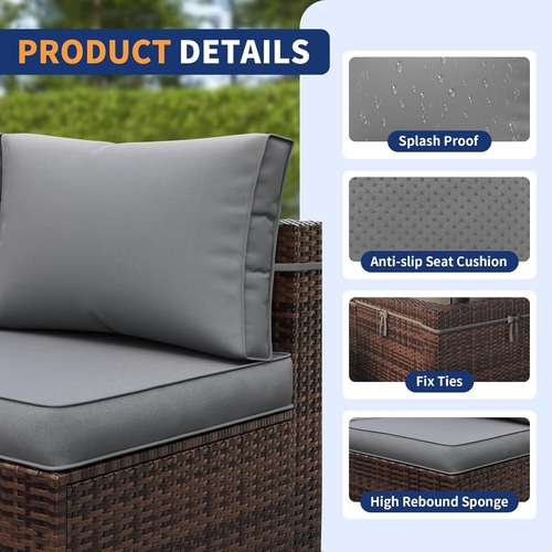 7 Piece Outdoor Sectional Patio Set With Waterproof Cover - Image 2