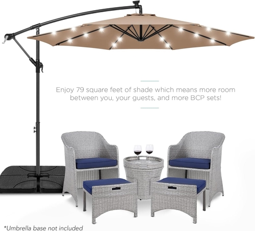 10 Foot Solar LED Offset Patio Umbrella With Easy Tilt Adjustment In - Image 2