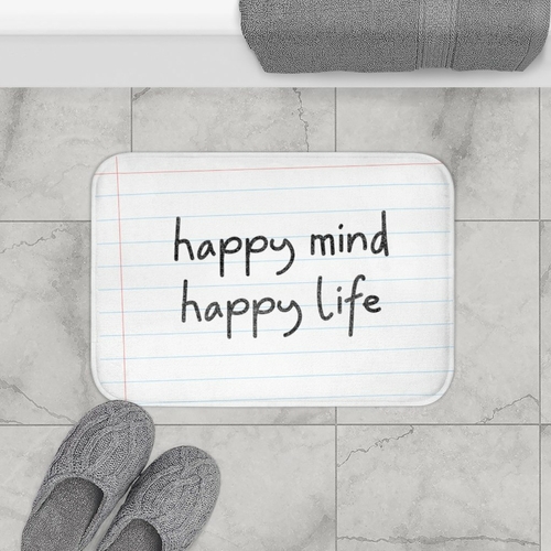 Happy Mind, Happy Life Pencil Font Bath Mat - Image 2