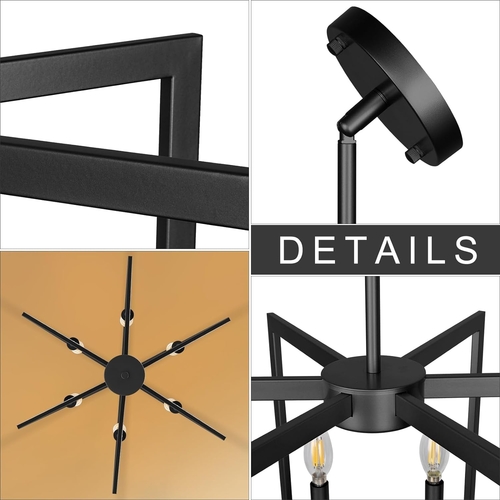 Six Light Black Farmhouse Chandelier For Kitchen Island - Image 6