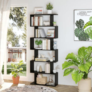 6 Tier S Shaped Bookshelf Freestanding Modern Display