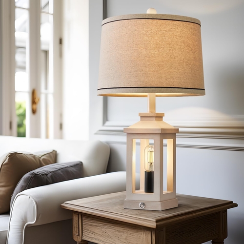 White Farmhouse Table Lamp Set With Dimmable Touch Control - Image 4