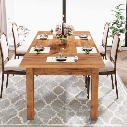 70.87 Inch Wood Dining Table Farmhouse Thickened Legs - Image 6