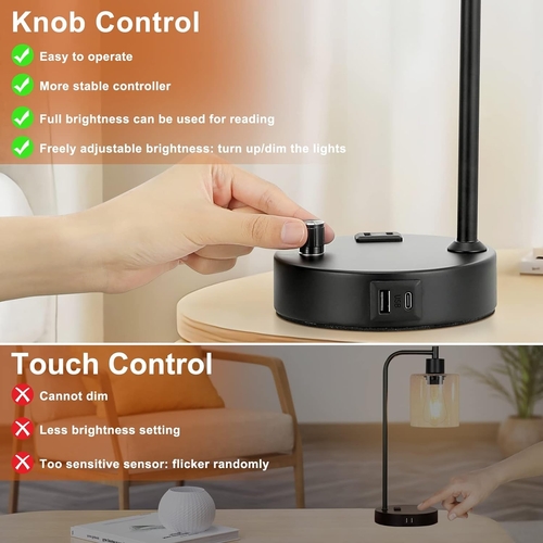 Industrial Desk Lamps 2 Pack Dimmable With USB C Ports - Image 5