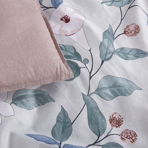 Tess Red/Grey Floral 100% Cotton Reversible Comforter Set - Image 2