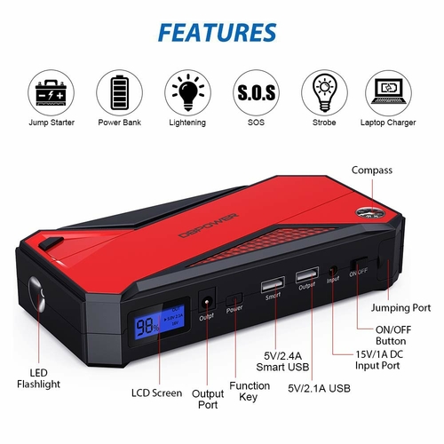 800A 18000mAh Portable Battery Booster Car Power Bank - Image 6