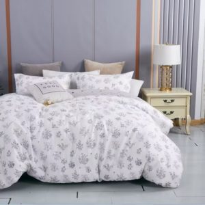 Parsley Black/White Floral Reversible 100% Cotton Comforter Set