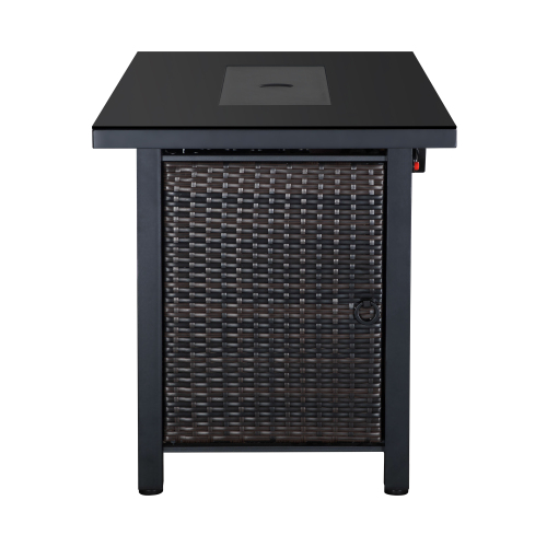 Rattan Propane Outdoor Fire Pit Table with Lid - Image 3