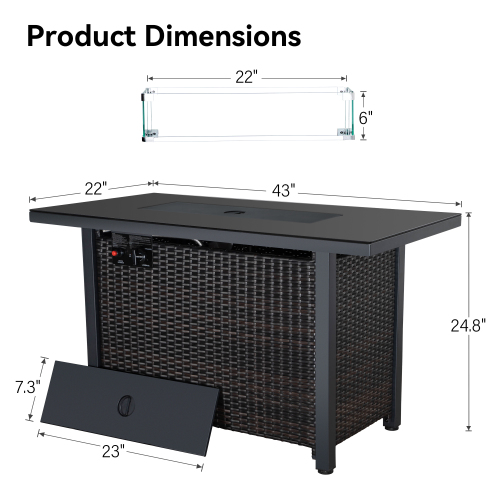 Rattan Propane Outdoor Fire Pit Table with Lid - Image 4