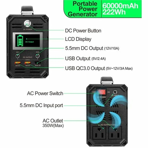 FlashFish 300W Solar Generator 60000mAh Portable Power Station - Image 5