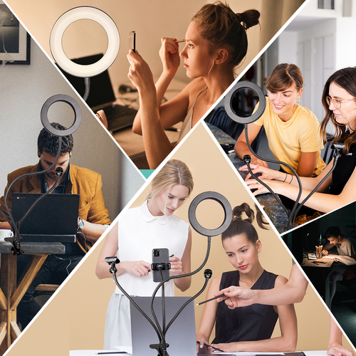 6" 4 in 1 Desktop Clip Light Set Selfie Ring Light - Image 2