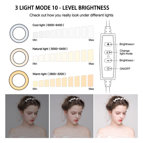 6" 4 in 1 Desktop Clip Light Set Selfie Ring Light - Image 3