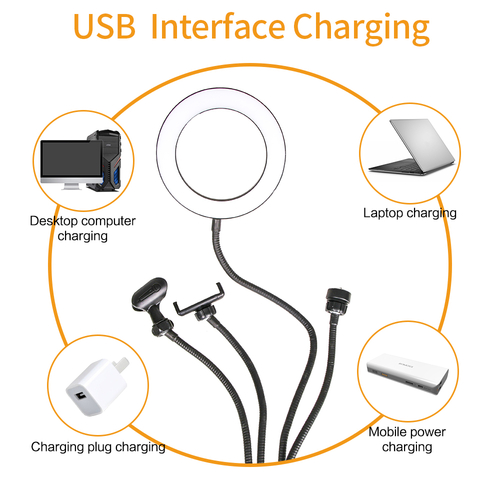 6" 4 in 1 Desktop Clip Light Set Selfie Ring Light - Image 6