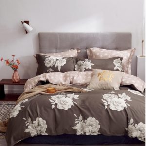 Marrisa Brown Floral 100% Cotton Reversible Comforter Set