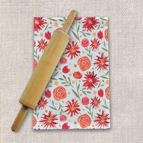 Red Flower Burst Tea Towel - Image 2