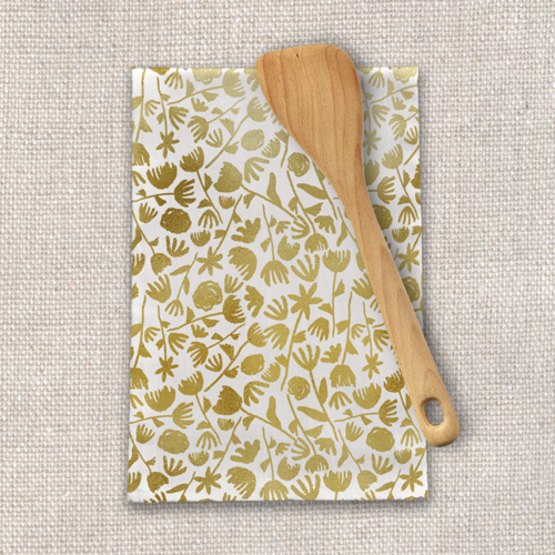 Gold Ink Floral Tea Towel - Image 2