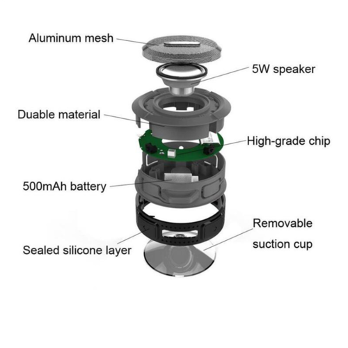 Mini Portable Waterproof Bluetooth Speaker with Suction Cup - Image 4