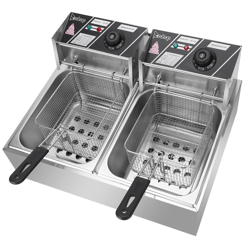 110V 12L Stainless Steel Double Cylinder Electric Fryer - Image 2