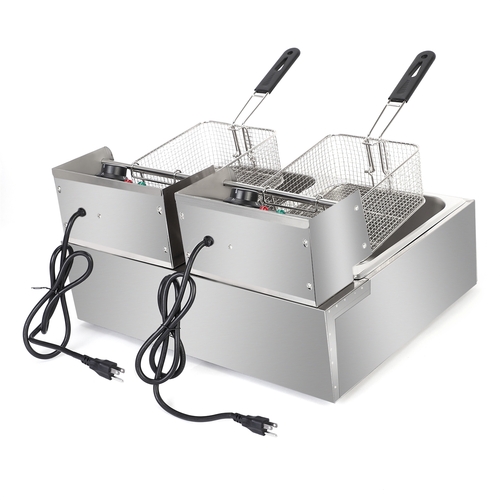 110V 12L Stainless Steel Double Cylinder Electric Fryer - Image 3
