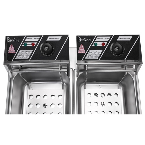 110V 12L Stainless Steel Double Cylinder Electric Fryer - Image 5