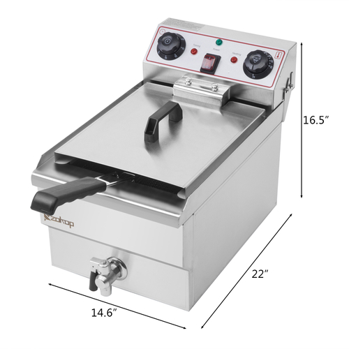 1.7KW 12.5QT/11.8L Stainless Steel Faucet Single Tank Deep Fryer - Image 6