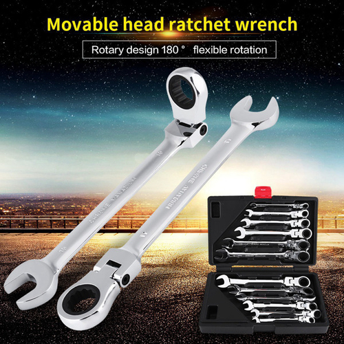 Pro Spanner Wrench Ratchet Polished Set Kit Metric 8 -19mm Car Tools - Image 3