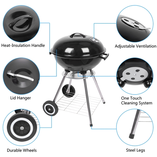 18 Inch Apple Charcoal Stove BBQ Grill For Outdoor Cooking - Image 2