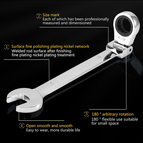 Pro Spanner Wrench Ratchet Polished Set Kit Metric 8 -19mm Car Tools - Image 5