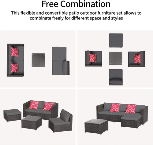 Outdoor Patio Conversation Set All Weather Gray Sectional - Image 3
