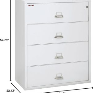 White 4 Drawer Fire Safe Lateral File Cabinet 1 Hour