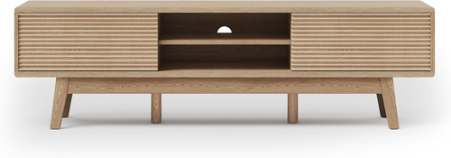 59 Inch Mid Century Modern TV Console Fluted Doors - Image 7