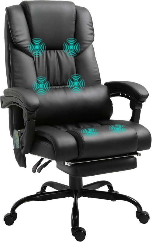 High Back Massage Office Chair With 6 Vibration Points And Footrest