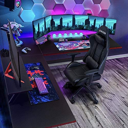 L Shaped Gaming Desk With Monitor Riser 51 Inch Corner Desk - Image 5