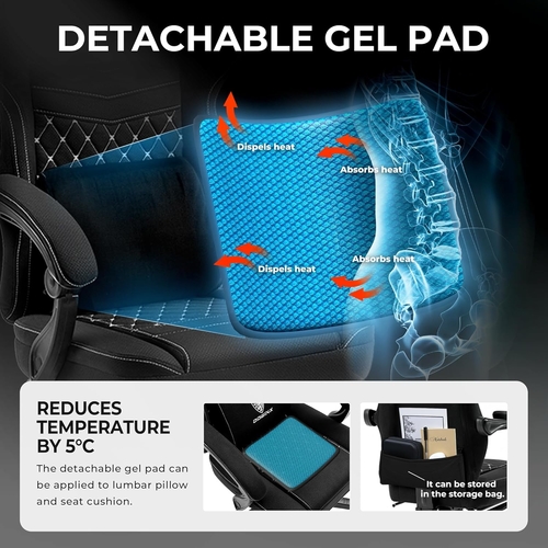 Black Breathable Fabric Gaming Chair With Massage Pad - Image 5
