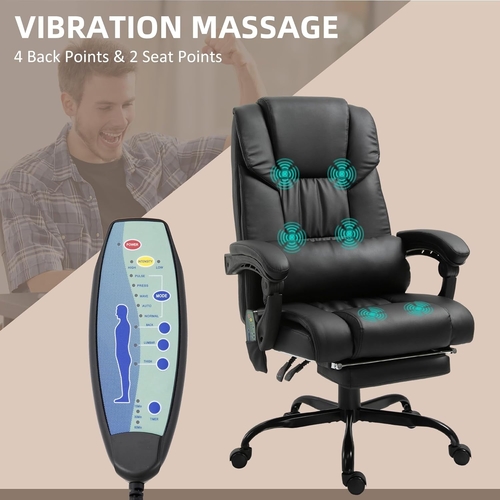 High Back Massage Office Chair With 6 Vibration Points And Footrest - Image 6