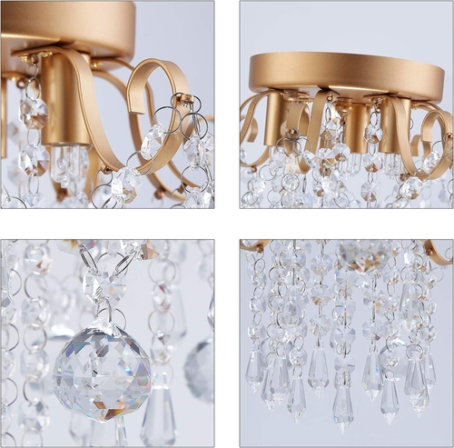 Small Gold Crystal Chandelier Three Light G9 Modern Design - Image 3