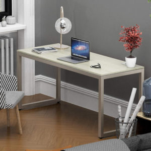 55 Inch Maple Computer Desk With Grommets And Glides