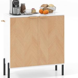 Buffet Cabinet With Storage White Natural 2 Door Modern