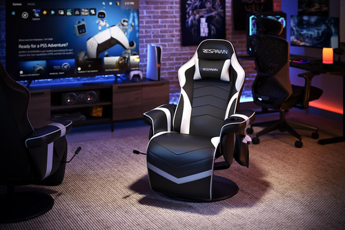 White Gaming Recliner Cupholder And Adjustable Footrest - Image 2