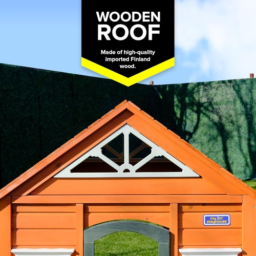 Wooden Playhouse With Open Design And Flower Pot Holders - Image 4
